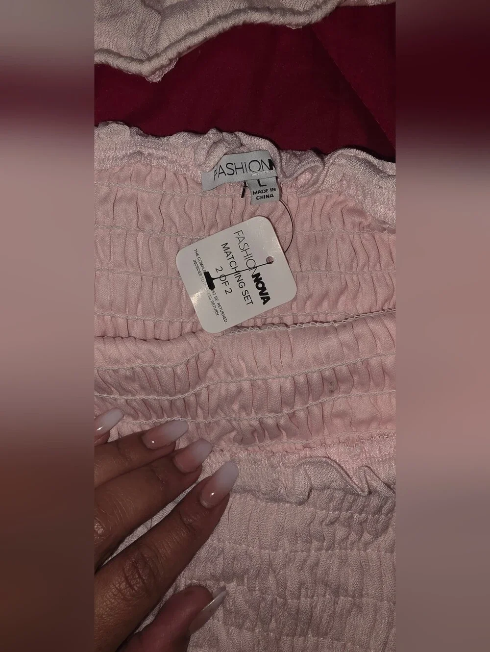 Fashion Nova Light Pink Smocked Matching Set